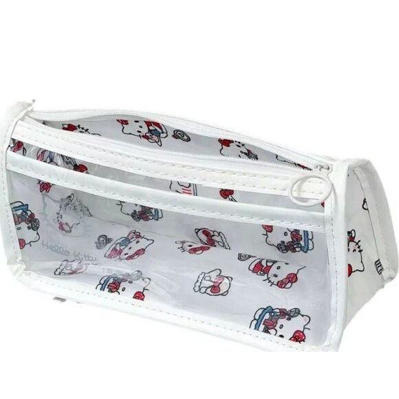 Hello Kitty Transparent Pencil & Makeup Bag – Soft Storage Case for Travel - Picture 2 of 4